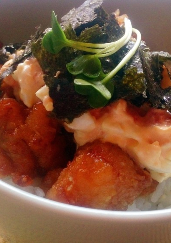 梅マヨタマ♪からあげ丼-レシピのメイン写真