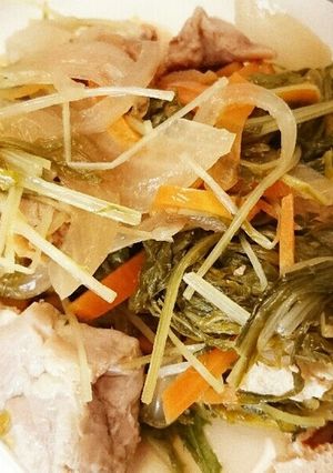 簡単☆水菜と厚揚げのポン酢蒸し-レシピのメイン写真