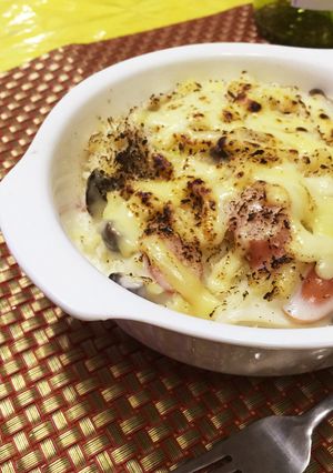 干しきのこと長ねぎのグラタン(バター無し-レシピのメイン写真
