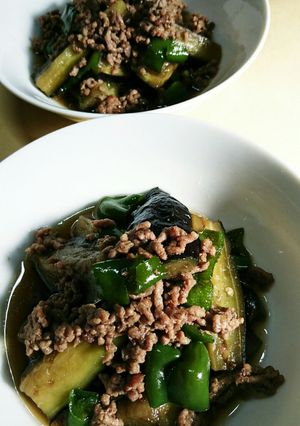 なす・ピーマン・挽き肉の炒め煮-レシピのメイン写真