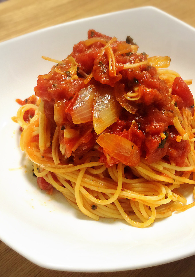 玉ねぎとエノキのトマトソースパスタ-レシピのメイン写真