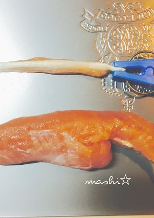 ささみ 筋の取り方（多いとき）☆-レシピのメイン写真