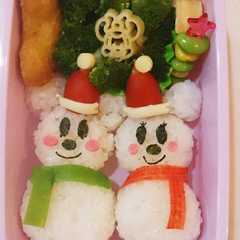 รูปของ キャラ弁 クリスマスミッキー＆ミニー