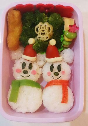キャラ弁 クリスマスミッキー&ミニー-レシピのメイン写真