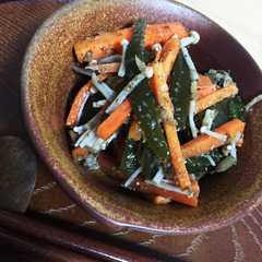 รูปของ 調理5分時短な茎わかめとエノキの煮浸し！