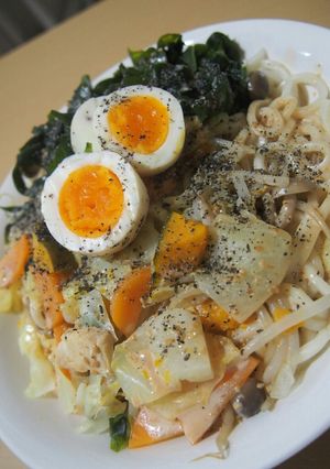 ごまドレ温サラダうどん-レシピのメイン写真