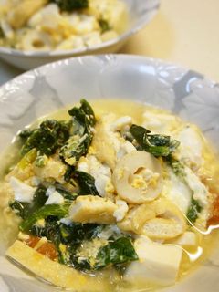 ほうれん草・豆腐・油揚げ・竹輪の卵とじ-レシピのメイン写真