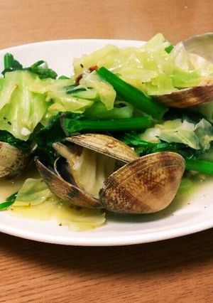 あさりとキャベツと菜の花の酒蒸し☆-レシピのメイン写真