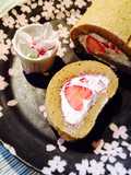 花びら苺のほっこり和風ロールケーキ＊＊＊