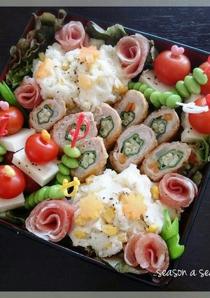 【お弁当】とろ～りチーズとオクラの肉巻き-レシピのメイン写真