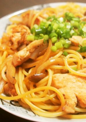 鶏むね肉ときのこのあっさり味ぽんパスタ-レシピのメイン写真