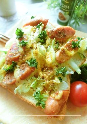 キャベ軸×ウィンナーのスパイシートースト-レシピのメイン写真