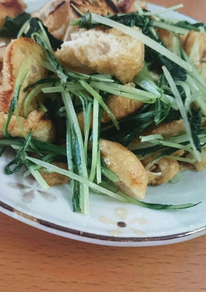 超簡単！おいしー！油揚げと水菜の炒め物-レシピのメイン写真