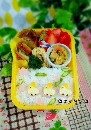 ハート型deひよこの行進弁当-レシピのメイン写真