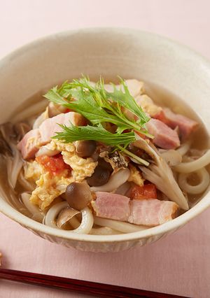 きのことトマトの洋風うどん-レシピのメイン写真