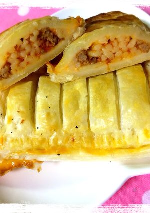 パスタ使用♪簡単ミートパイ♪おやつに-レシピのメイン写真