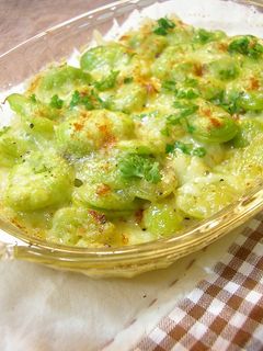 ホクホクそら豆と新玉ねぎのチーズ焼き♪-レシピのメイン写真