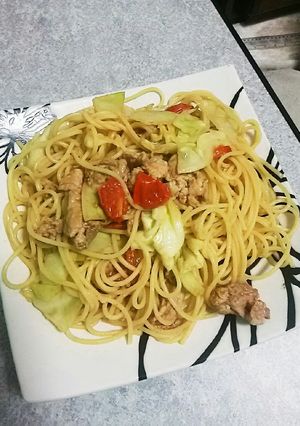 豚肉とキャベツの梅ソースパスタ-レシピのメイン写真