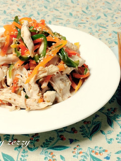 簡単!鶏ささみと野菜の酒蒸し。胡麻ソース-レシピのメイン写真