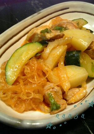 ズッキーニとセロリのピリ辛煮-レシピのメイン写真