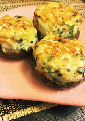 青じそでさっぱり♡ニンニクつくね椎茸焼き-レシピのメイン写真
