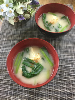 小松菜と油揚げのお味噌汁♡-レシピのメイン写真