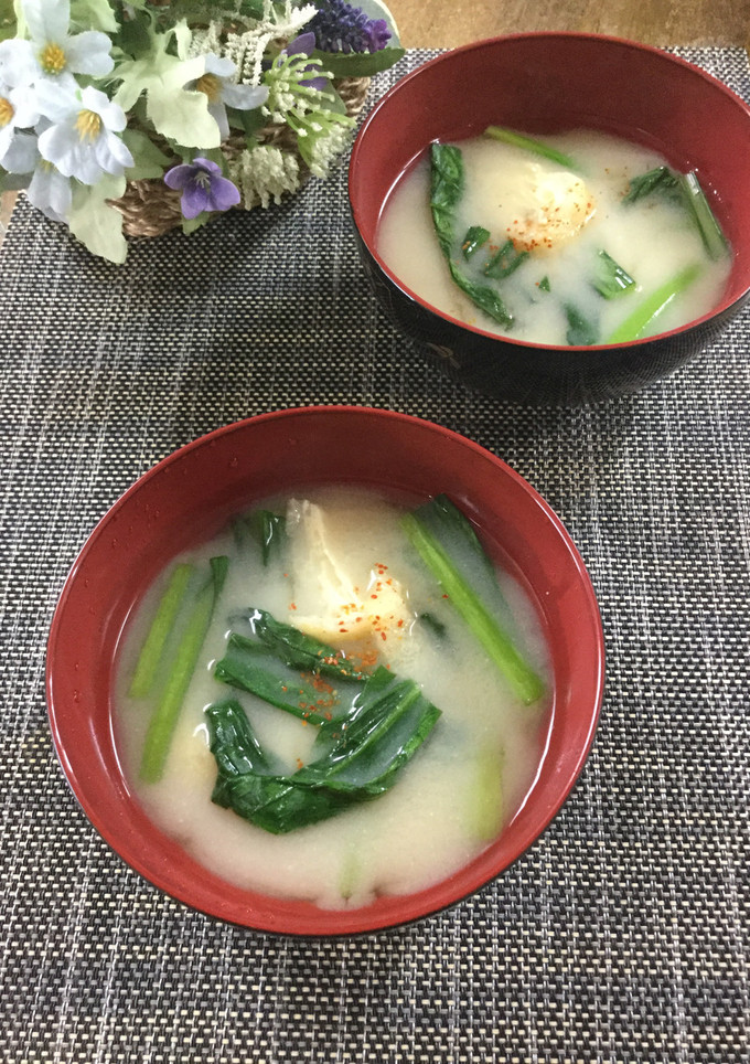 小松菜と油揚げのお味噌汁♡-レシピのメイン写真