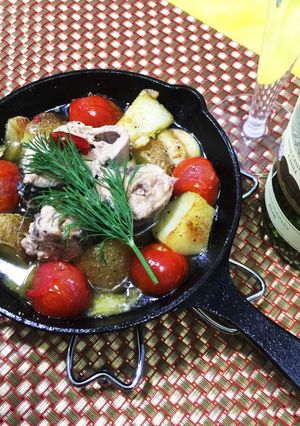 簡単にスキレットで鯖缶アヒージョ-レシピのメイン写真