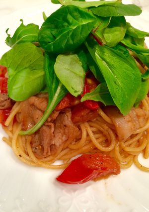 フレッシュトマトと豚バラの麦味噌パスタ-レシピのメイン写真