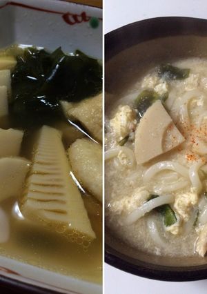 若竹煮込うどん 残り物で朝ごはん-レシピのメイン写真