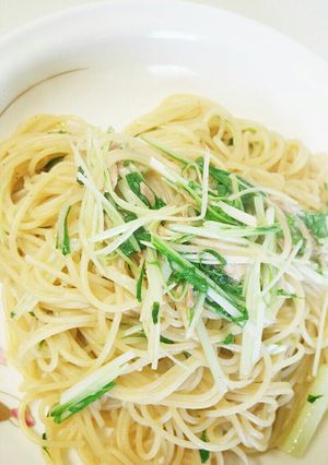 簡単楽ちん♪水菜とツナの本格味パスタ♡-レシピのメイン写真
