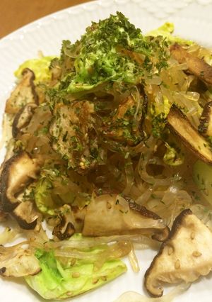 禅パスタで春キャベツと椎茸焼きそば　-レシピのメイン写真