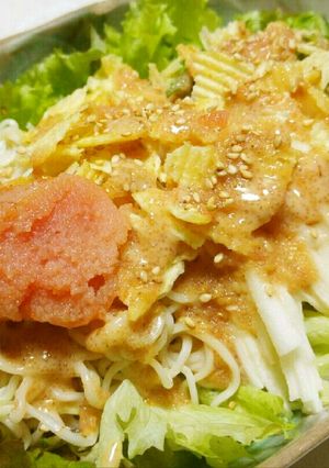 まるごとレタスの明太風味らーめんサラダ♪-レシピのメイン写真