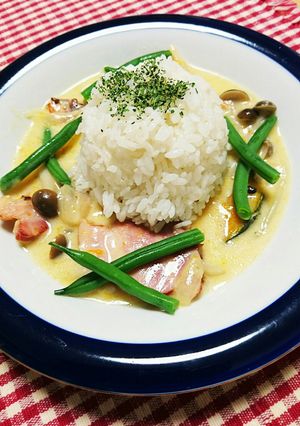 鮭の西京漬けとベーコンのクリーム煮逆丼-レシピのメイン写真