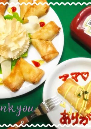 フライパンで本格派♡ハートの焼き春巻き♡-レシピのメイン写真