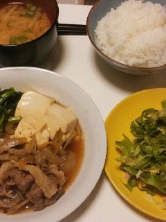 すき焼き気分の肉豆腐&塩ドレサラダ-レシピのメイン写真