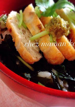 残り物で♪鶏ごぼうバーグのお茶漬け丼-レシピのメイン写真