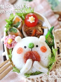 簡単♪お口あ〜んの白くまくんキャラ弁当-レシピのメイン写真