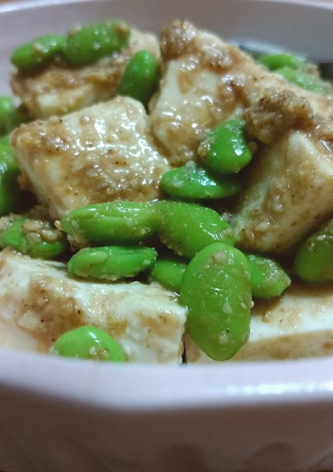 簡単一品～水切り豆腐と枝豆のごま和え～-レシピのメイン写真