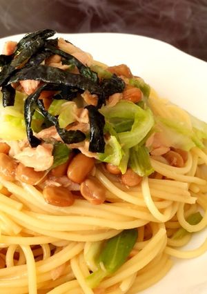 春キャベツと納豆のワンポットパスタ-レシピのメイン写真