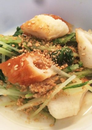 簡単♪5分♪ちくわと水菜のごま煮-レシピのメイン写真