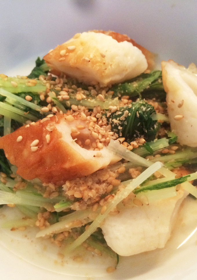 簡単♪5分♪ちくわと水菜のごま煮-レシピのメイン写真