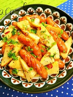 旬たけのことウインナーのぺペロンおつまみ-レシピのメイン写真