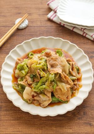 旨辛♡豚肉とレタスのレンジ蒸し-レシピのメイン写真