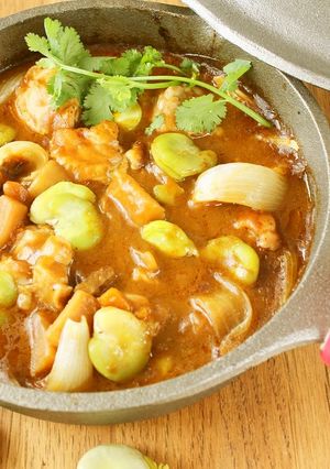 スキレットで簡単！そら豆とチキンのカレー-レシピのメイン写真