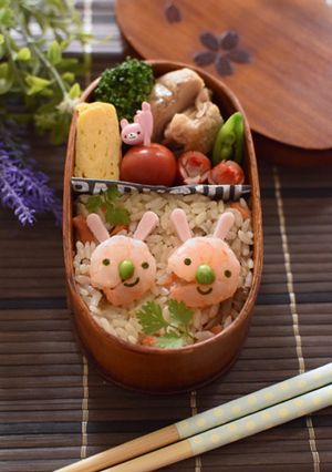 【キャラ弁】小エビでウサギ弁当-レシピのメイン写真