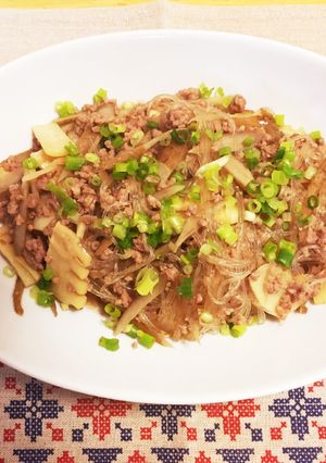 ひき肉とごぼうと春雨のうま煮-レシピのメイン写真