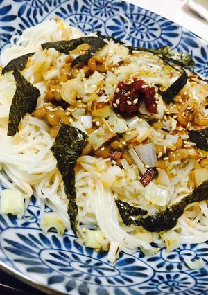 楽ちん☆納豆と素麺のジャージャー麺風-レシピのメイン写真