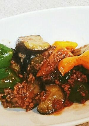 簡単！なすとピーマンとひき肉のケチャ炒め-レシピのメイン写真