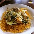 野菜炒めの残りで皿うどん